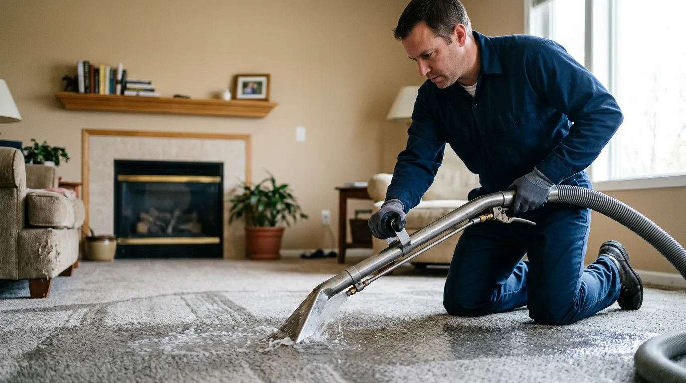 Water damage restoration technician working near International Falls, MN